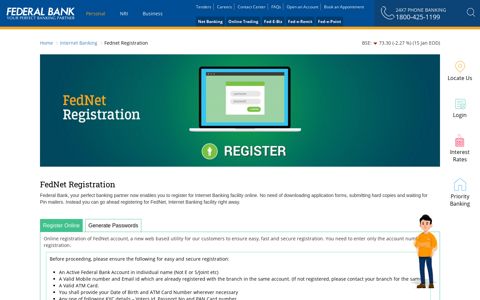 FedNet Registration | Net Banking Services | Federal Bank ...