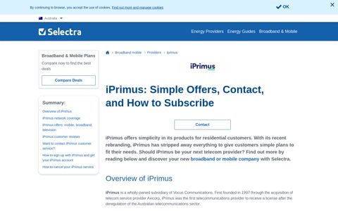 iPrimus: Simple Offers, Contact, and How to Subscribe - Selectra