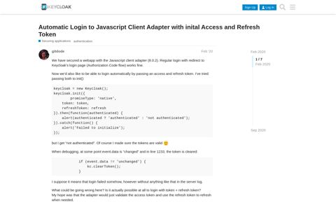 Automatic Login to Javascript Client Adapter with ... - Keycloak