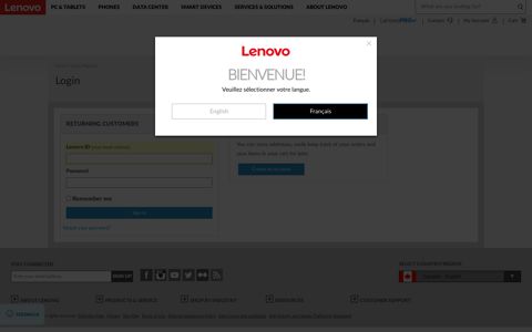 Login | Lenovo Canada