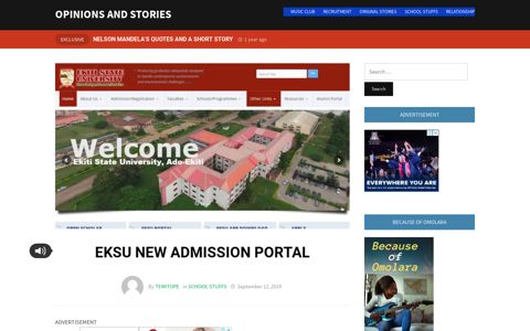 EKSU NEW ADMISSION PORTAL - OPINIONS and STORIES