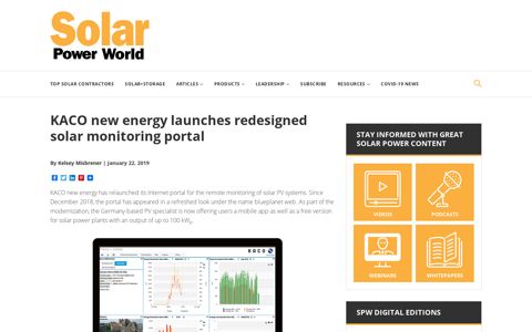 KACO new energy launches redesigned solar monitoring portal