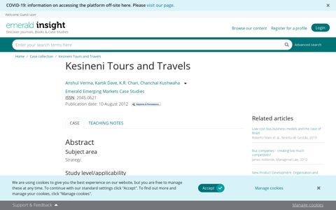 Kesineni Tours and Travels | Emerald Insight