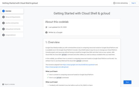 Getting Started with Cloud Shell & gcloud - Google Codelabs
