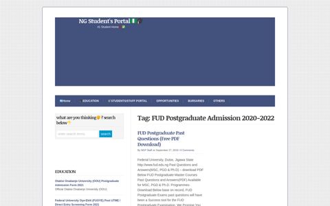FUD Postgraduate Admission 2020-2022 Archives - NG ...