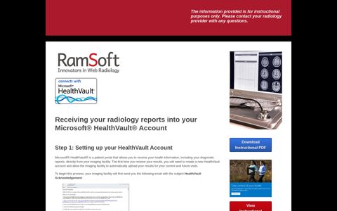 HealthVault Patient Instructions - RamSoft