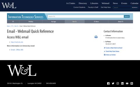 Email - Webmail Quick Reference : Washington and Lee ...