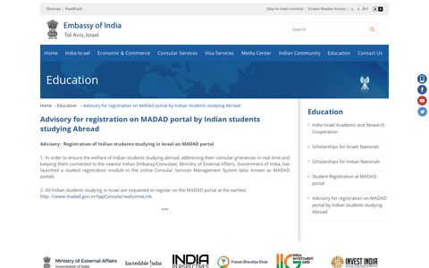 ADVISORY Registration on MADAD portal by Indian students ...