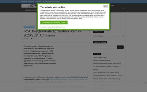 IMSU Postgraduate Application Forms – 2020/2021 ...