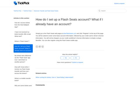 How do I set up a Flash Seats account? What if I already have ...
