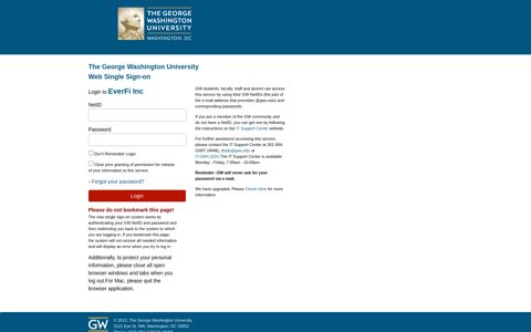 The George Washington University Web Single Sign-on - EverFi
