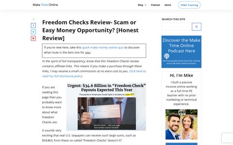 Freedom Checks Review- Scam or Easy Money Opportunity ...