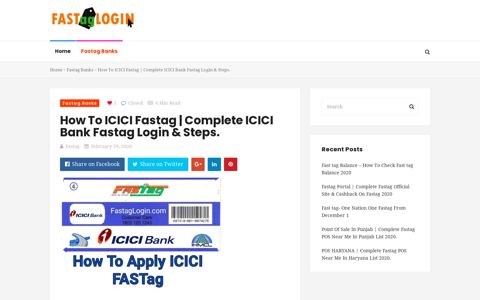 How To ICICI Fastag | Complete ICICI Bank Fastag Login ...