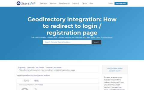Topic: Geodirectory Integration: How to redirect to login ...