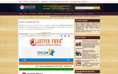 Online Student Result - MCTE Ramjibanpur