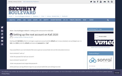 Setting up the root account on Kali 2020 - Security Boulevard