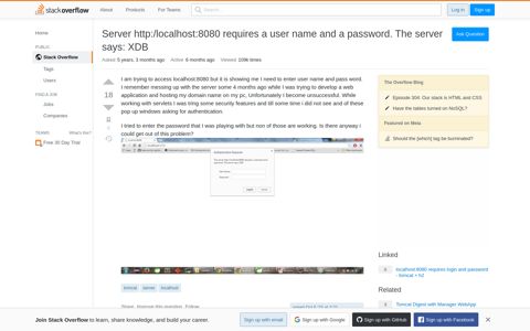 Server http:/localhost:8080 requires a user name and a ...