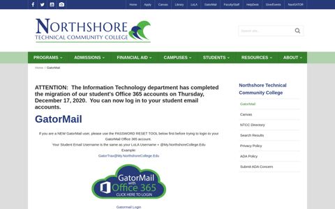 GatorMail | Northshore Technical Community College
