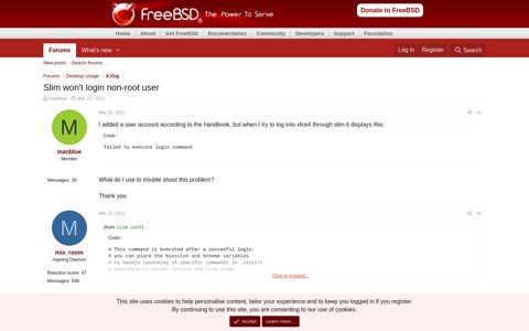 Slim won't login non-root user | The FreeBSD Forums