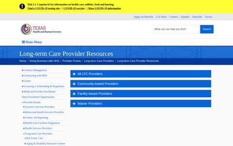 Long-term Care Provider Resources | Texas Health and ...