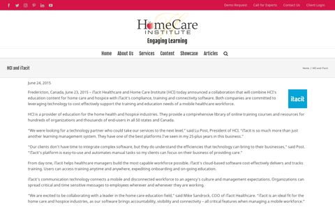 HCI and iTacit - Home Care Institute