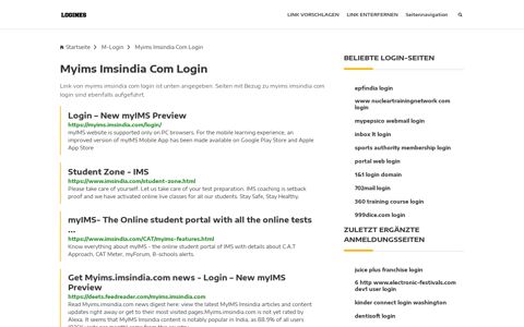 Myims Imsindia Com Login | Allgemeine Informationen zur ...
