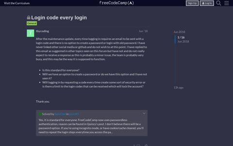 Login code every login - The freeCodeCamp Forum