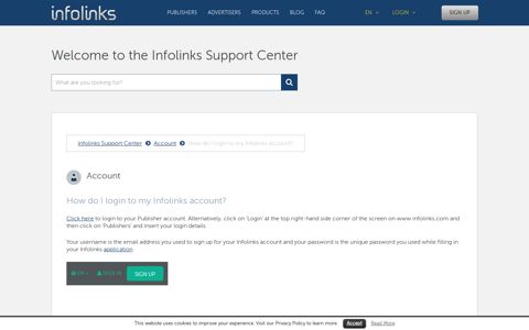 How do I login to my Infolinks account?