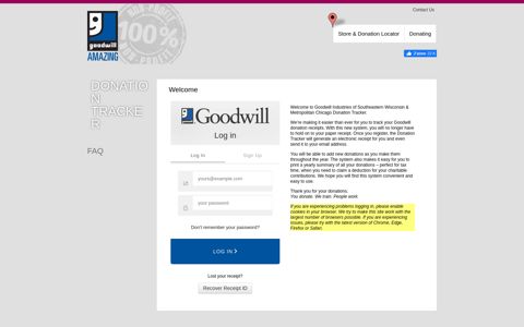 Donation Tracker: Goodwill Retail Services, Inc.