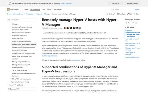 Remotely manage Hyper-V hosts with Hyper-V Manager