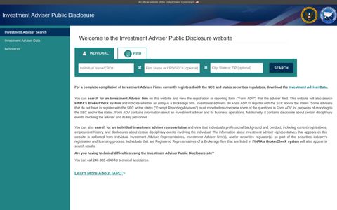IAPD - Investment Adviser Public Disclosure - Homepage