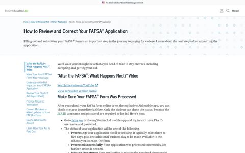 How to Review and Correct Your FAFSA® Application ...