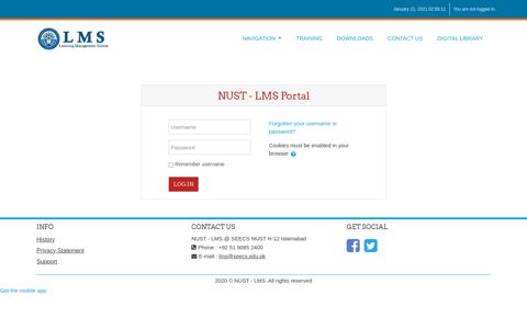 NUST LMS Portal: Login to the site