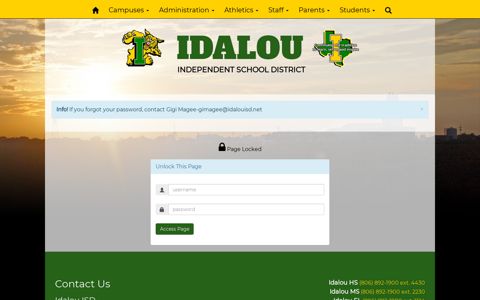 Page Login - Idalou ISD