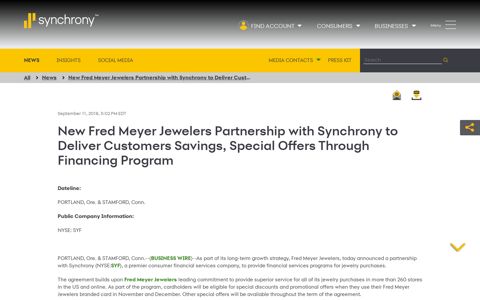 New Fred Meyer Jewelers Partnership with Synchrony to ...
