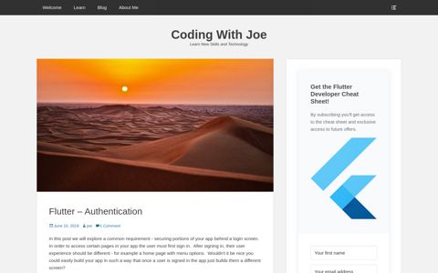 Flutter – Authentication | Coding With Joe