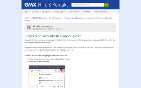 Gespeicherte Passwörter im Browser löschen - GMX Hilfe