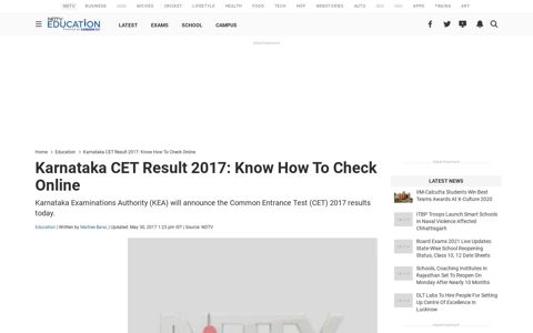 Karnataka CET Result 2017: Know How To Check Online
