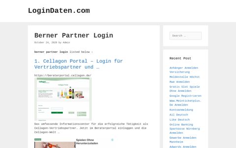 Berner Partner - Cellagon Portal – Login Für Vertriebspartner ...