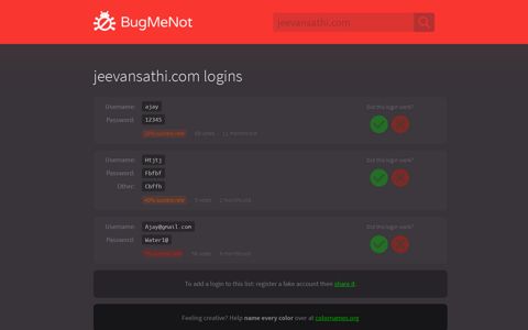 jeevansathi.com logins - BugMeNot