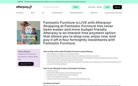Fantastic Furniture Afterpay - Buy Now Pay Later with Afterpay