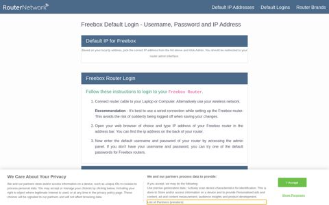 Freebox Default Router Login and Password - Router Network