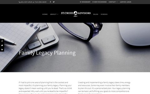 Family Legacy Planning | St Croix Advisors LLC
