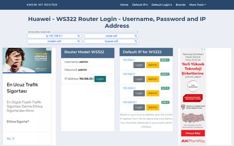 Huawei - WS322 Default Login with Username, Password & IP ...