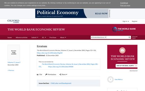 Erratum | The World Bank Economic Review | Oxford Academic