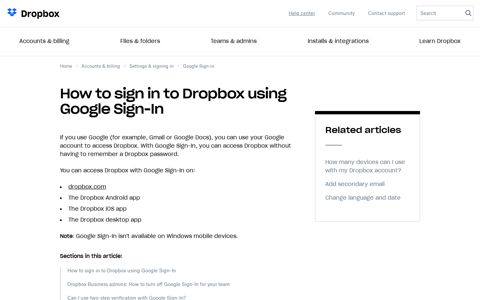 How to sign in to Dropbox using Google Sign-In | Dropbox Help