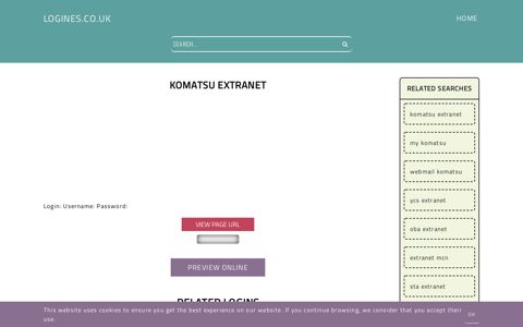 Komatsu Extranet - General Information about Login