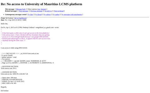 Re: No access to University of Mauritius LCMS platform from ...