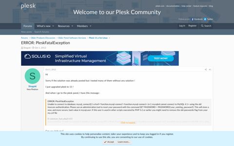 ERROR: PleskFatalException | Plesk Forum
