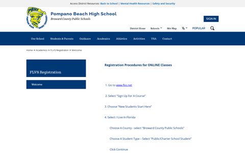 FLVS Registration / Welcome - Broward County Public Schools